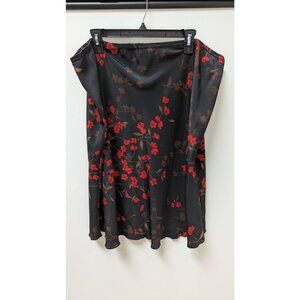 Just For Wraps Black/Red Floral Midi Skirt